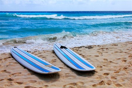 Surfboards at Dover beach on island Barbados on sandy shore by ocean Stock Photo - Budget Royalty-Free & Subscription, Code: 400-07471049