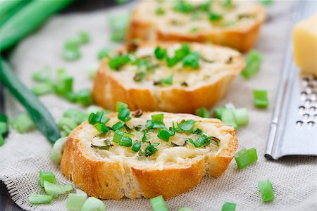 simsearch:400-08014878,k - Delicious baked bruschetta with cheese and scallion Stock Photo - Budget Royalty-Free & Subscription, Code: 400-07471277