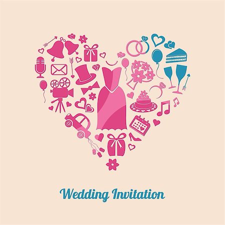 earring drawing - Colorful vector invitation card with wedding design elements Photographie de stock - Aubaine LD & Abonnement, Code: 400-07472213