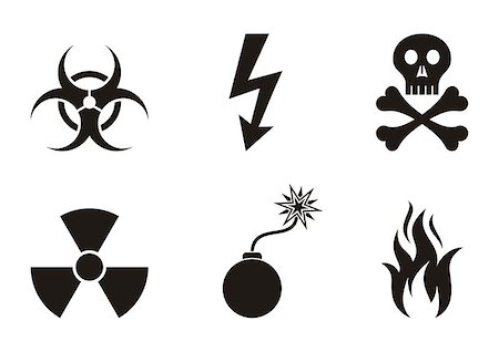 fire energy clipart - Set of black vector warning symbols icons isolated Stock Photo - Budget Royalty-Free & Subscription, Code: 400-07472220