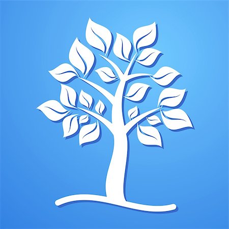 simsearch:400-09121794,k - White beautiful tree with leaves on blue background Stock Photo - Budget Royalty-Free & Subscription, Code: 400-07472230