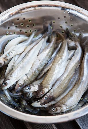 Fresh raw smelt in a metal colander Stock Photo - Budget Royalty-Free & Subscription, Code: 400-07472504