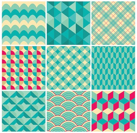 scrapbook for birthday - Set of Vintage Colorful Seamless Geometric Backgrounds Stock Photo - Budget Royalty-Free & Subscription, Code: 400-07472556