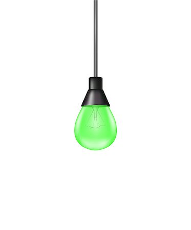 Hanging light bulb in green design on white background Stock Photo - Budget Royalty-Free & Subscription, Code: 400-07472811