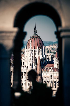 simsearch:400-07472830,k - View of Hungarian Parliament Building with customers at Buda Castle restaurant, Budapest, Hungary Stock Photo - Budget Royalty-Free & Subscription, Code: 400-07472831