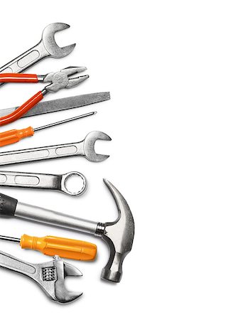 simsearch:700-01792289,k - Mechanic tools set isolated on white background Fotografie stock - Microstock e Abbonamento, Codice: 400-07473065