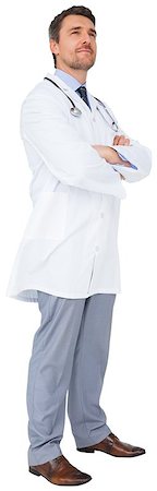 simsearch:400-04217553,k - Handsome young doctor with arms crossed on white background Foto de stock - Royalty-Free Super Valor e Assinatura, Número: 400-07484210