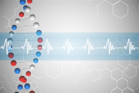 ecg electrodes - Digitally generated DNA helix in blue and red with ECG line Stock Photo - Budget Royalty-Free & Subscription, Code: 400-07484426