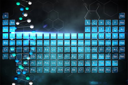 Digitally generated blue periodic tablet with DNA strand Foto de stock - Super Valor sin royalties y Suscripción, Código: 400-07484428