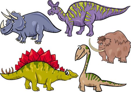 simsearch:400-08161528,k - Cartoon Illustration of Dinosaurs and Prehistoric Animals Characters Set Foto de stock - Royalty-Free Super Valor e Assinatura, Número: 400-07485349