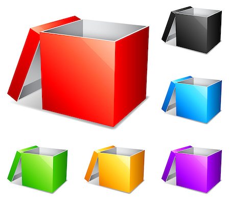simsearch:400-07420953,k - Set of 6 opened color boxes. Stock Photo - Budget Royalty-Free & Subscription, Code: 400-07485820