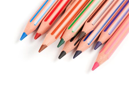 simsearch:400-07485953,k - Colour pencils isolated on white background close up Stockbilder - Microstock & Abonnement, Bildnummer: 400-07485953