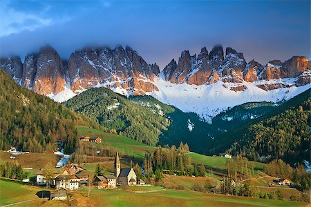 st magdalena - Beautiful St. Magdalena village in a gorgeous Funes Valley located in Italian Alps. Stock Photo - Budget Royalty-Free & Subscription, Code: 400-07485975