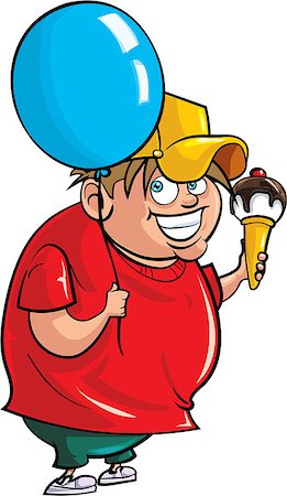 plus size model clipart - Cartoon overweight boy with balloon and ice cream. Isolated Stock Photo - Budget Royalty-Free & Subscription, Code: 400-07486089