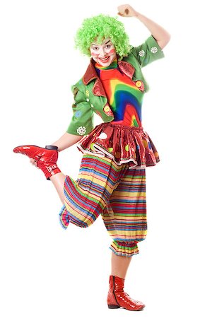 simsearch:400-04408991,k - Joyful posing female clown. Isolated on white Foto de stock - Super Valor sin royalties y Suscripción, Código: 400-07486429