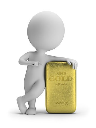 simsearch:400-04715746,k - 3d small person standing next to a golden nugget. 3d image. White background. Stock Photo - Budget Royalty-Free & Subscription, Code: 400-07486438