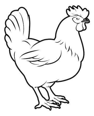 An illustration of a chicken, could be a food label or menu icon for chicken Stock Photo - Budget Royalty-Free & Subscription, Code: 400-07486446
