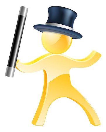 simsearch:400-04420659,k - Mascot person magician with a wand and black top hat Foto de stock - Super Valor sin royalties y Suscripción, Código: 400-07486693