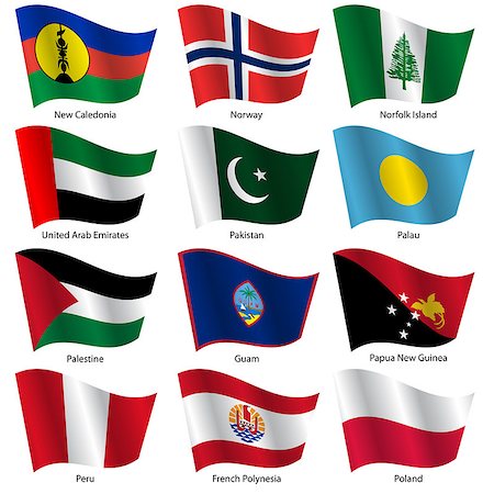 state flag - Set  Flags of world sovereign states. Vector illustration. Set number 12. Exact colors. Easy changes. Stock Photo - Budget Royalty-Free & Subscription, Code: 400-07486743