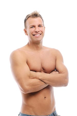 Grown man without shirt posing in studio Fotografie stock - Microstock e Abbonamento, Codice: 400-07480753