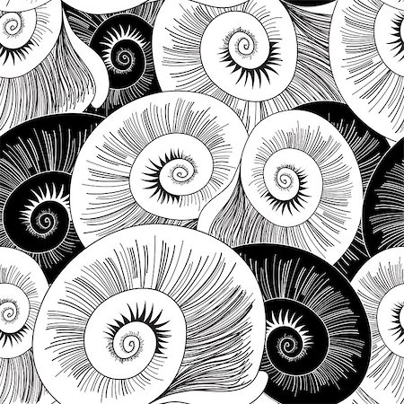 simsearch:400-07932621,k - black and white seamless pattern of graphical shells Foto de stock - Royalty-Free Super Valor e Assinatura, Número: 400-07481090