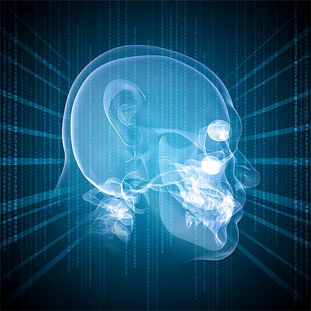 simsearch:649-08543117,k - X-ray image of a man's head, graphics and communication in the background Stock Photo - Budget Royalty-Free & Subscription, Code: 400-07481238