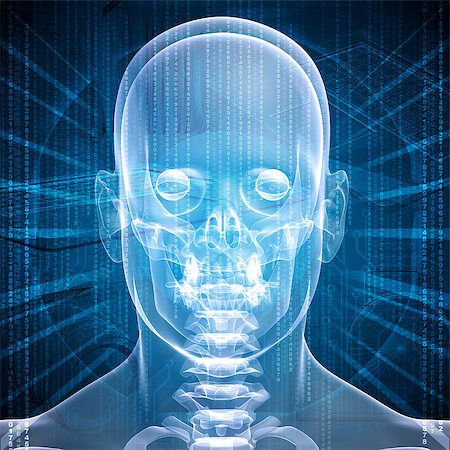 simsearch:649-08543117,k - X-ray image of a man's head, graphics and communication in the background Stock Photo - Budget Royalty-Free & Subscription, Code: 400-07481256