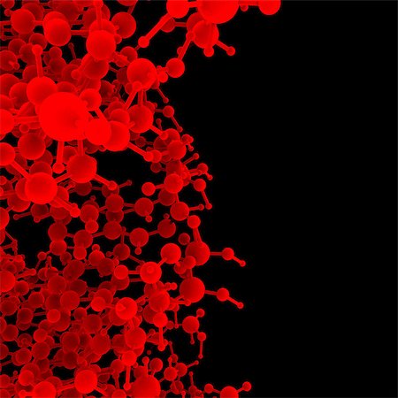 simsearch:400-07481450,k - Red abstract molecule DNA on a black background Stockbilder - Microstock & Abonnement, Bildnummer: 400-07481449