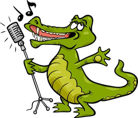 simsearch:400-07309630,k - Cartoon Illustration of Funny Singing Crocodile Character Photographie de stock - Aubaine LD & Abonnement, Code: 400-07481557