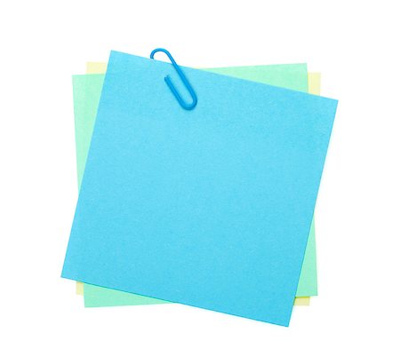 simsearch:400-06203504,k - Colorful post-it notes with clip. Isolated on white background Stock Photo - Budget Royalty-Free & Subscription, Code: 400-07481869