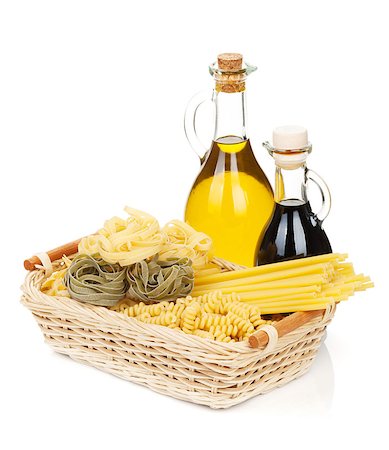 Pasta with olive oil and vinegar. Isolated on white background Stock Photo - Budget Royalty-Free & Subscription, Code: 400-07481899