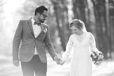 Happy newlywed couple together. Groom and bride on wedding day. Stock Photo - Budget Royalty-Free & Subscription, Code: 400-07481969