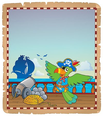 simsearch:400-07417266,k - Parchment with pirate ship deck 6 - eps10 vector illustration. Foto de stock - Super Valor sin royalties y Suscripción, Código: 400-07482451