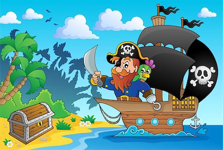 simsearch:400-08920059,k - Pirate ship theme image 1 - eps10 vector illustration. Photographie de stock - Aubaine LD & Abonnement, Code: 400-07482463