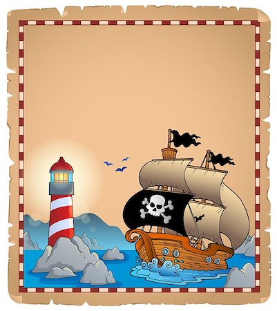 simsearch:400-07317425,k - Pirate theme parchment 3 - eps10 vector illustration. Foto de stock - Super Valor sin royalties y Suscripción, Código: 400-07482474