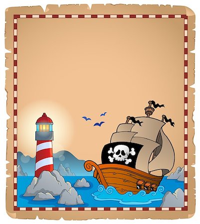 simsearch:400-07317425,k - Pirate theme parchment 5 - eps10 vector illustration. Foto de stock - Super Valor sin royalties y Suscripción, Código: 400-07482476