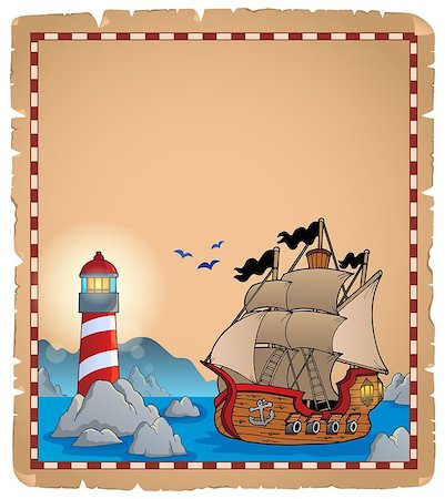 simsearch:400-07317425,k - Pirate theme parchment 7 - eps10 vector illustration. Foto de stock - Super Valor sin royalties y Suscripción, Código: 400-07482478