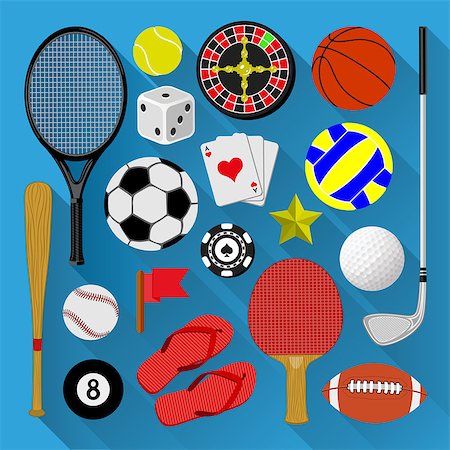 flat soccer ball - Flat icons bundle. Sport and recreation concept. Vector illustration. Stock Photo - Budget Royalty-Free & Subscription, Code: 400-07482636