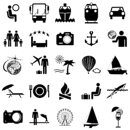 Collection flat icons. Travel symbols. Vector illustration. Foto de stock - Super Valor sin royalties y Suscripción, Código: 400-07482736