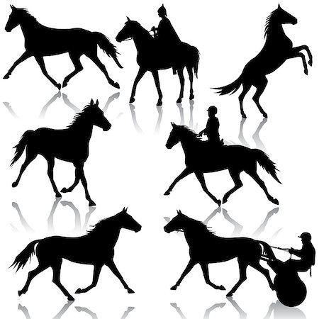 simsearch:400-07316355,k - Set vector silhouette of horse and jockey Stock Photo - Budget Royalty-Free & Subscription, Code: 400-07482737