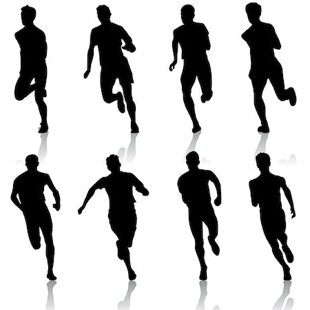 Set of silhouettes. Runners on sprint, men. vector illustration. Photographie de stock - Aubaine LD & Abonnement, Code: 400-07482730