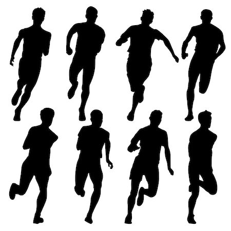 simsearch:400-04273380,k - Set of silhouettes. Runners on sprint, men. vector illustration. Foto de stock - Super Valor sin royalties y Suscripción, Código: 400-07482731