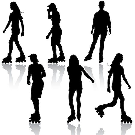 rollerblade girl - Silhouettes of people rollerskating. Vector illustration. Stock Photo - Budget Royalty-Free & Subscription, Code: 400-07482733