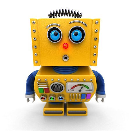 simsearch:400-07511289,k - Curious toy robot leaning forward to look at something with shallow depth of field. Selective focus on the eyes. Fotografie stock - Microstock e Abbonamento, Codice: 400-07482885