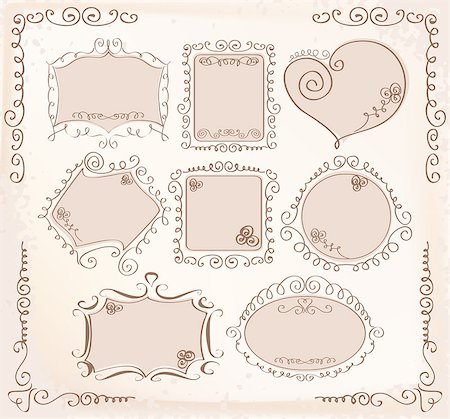 vector floral Doodle frames collection with flower Stock Photo - Budget Royalty-Free & Subscription, Code: 400-07498145