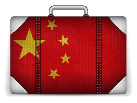 simsearch:400-04411836,k - Vector - China Travel Luggage with Flag for Vacation Stockbilder - Microstock & Abonnement, Bildnummer: 400-07498630