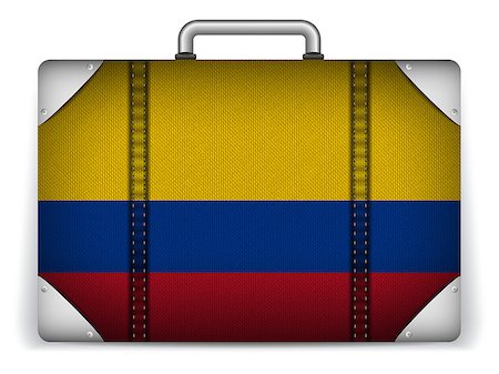 simsearch:400-07498653,k - Vector - Colombia Travel Luggage with Flag for Vacation Foto de stock - Super Valor sin royalties y Suscripción, Código: 400-07498631