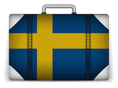 simsearch:400-07498653,k - Vector - Sweden Travel Luggage with Flag for Vacation Foto de stock - Super Valor sin royalties y Suscripción, Código: 400-07498656