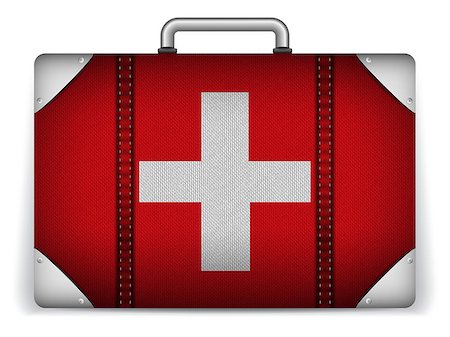 simsearch:400-04411836,k - Vector - Switzerland Travel Luggage with Flag for Vacation Stockbilder - Microstock & Abonnement, Bildnummer: 400-07498657