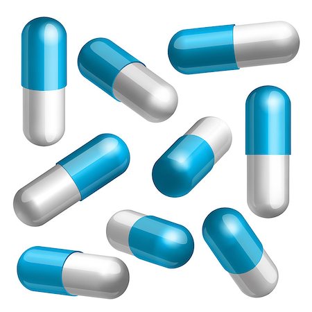pills vector - Set of blue and white medical capsules in different positions Vector illustration Foto de stock - Super Valor sin royalties y Suscripción, Código: 400-07498755